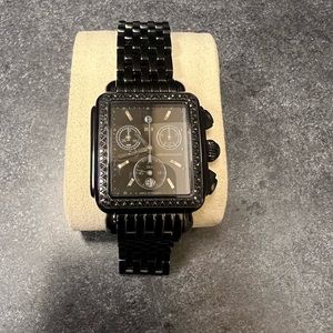 Black square face, Deco XL diamond Michele, watch